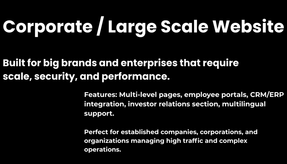 Corporate Large Scale Website Slide